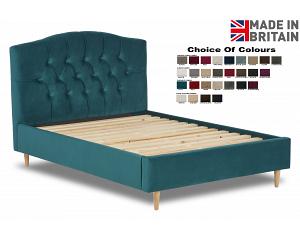 5ft King Size Salisbury fabric upholstered bed frame, Curved buttoned, button head end.